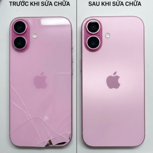 thay lưng iphone 16 - 16 plus bị bể kinh do rơi vỡ